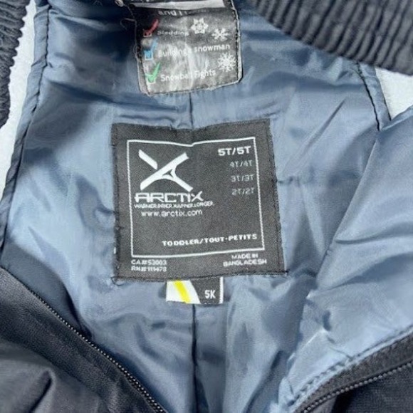 Arctix Toddler Snow Bibs Size 5K 5T Black Insulated Winter Ski Pants Cold - Picture 3 of 8